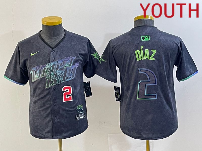 Youth Tampa Bay Rays 2 Diaz Nike MLB Limited City Connect Black 2024 Jersey style 3